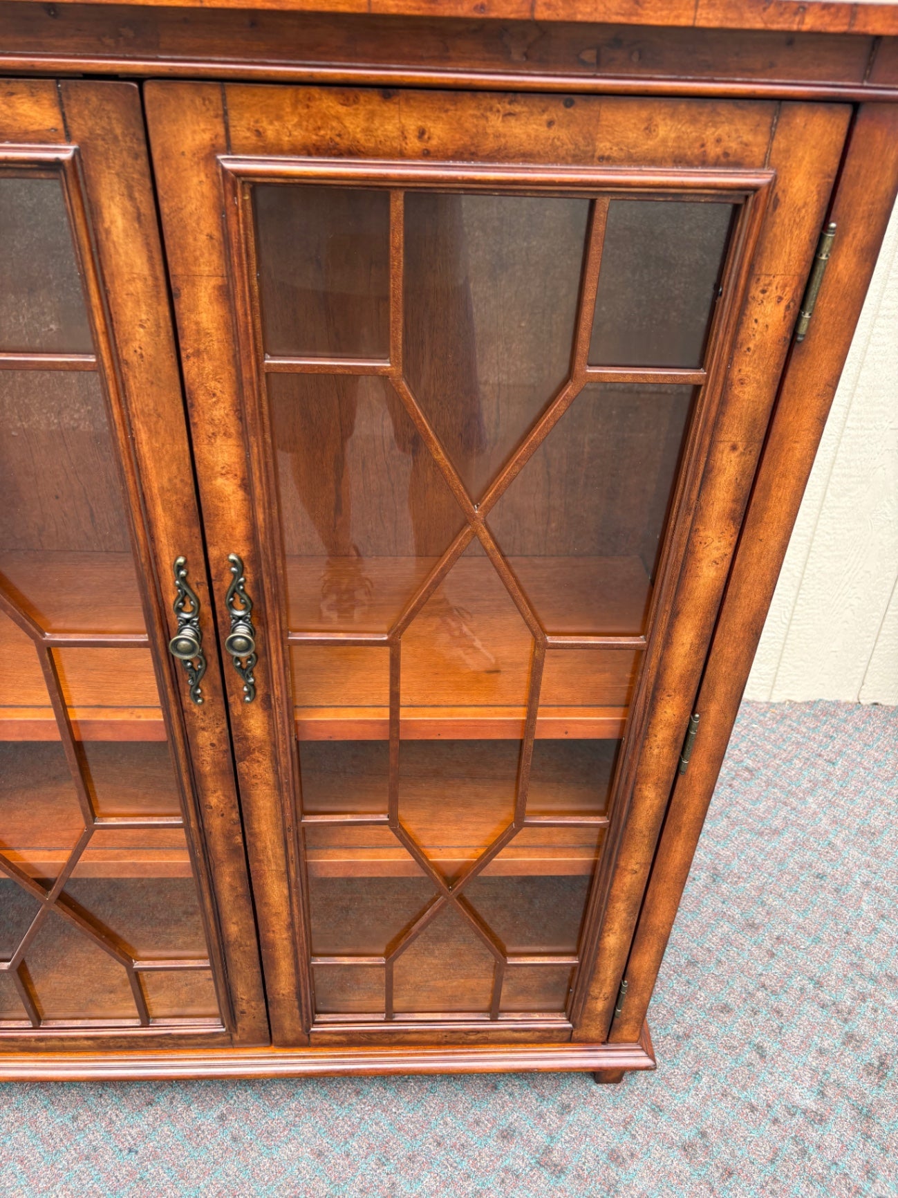 Vintage Two-Door Bookcase with Glass Paneled Doors