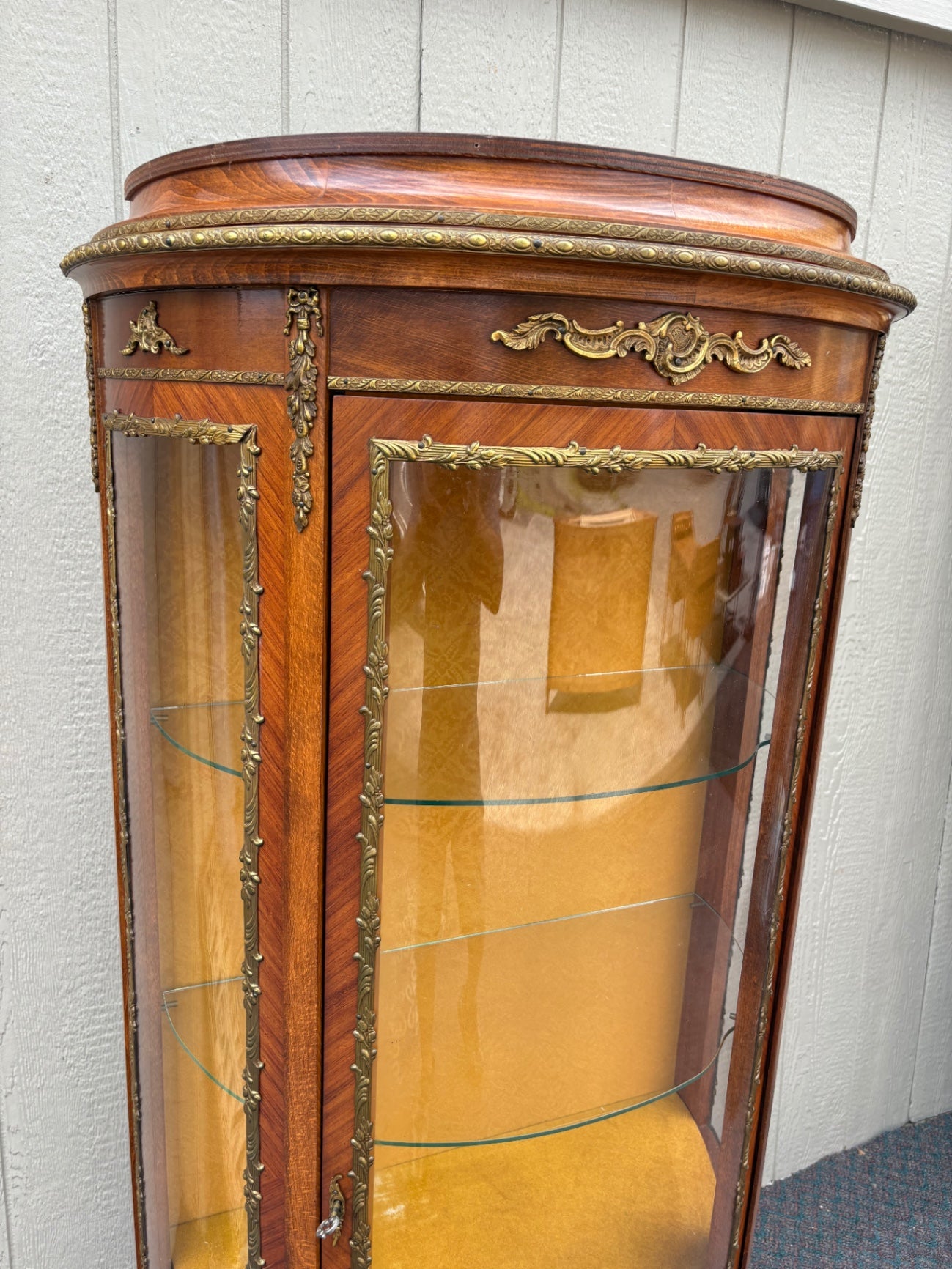 67813 Elegant Louis XV Style Curio Cabinet with Hand-Painted Panels