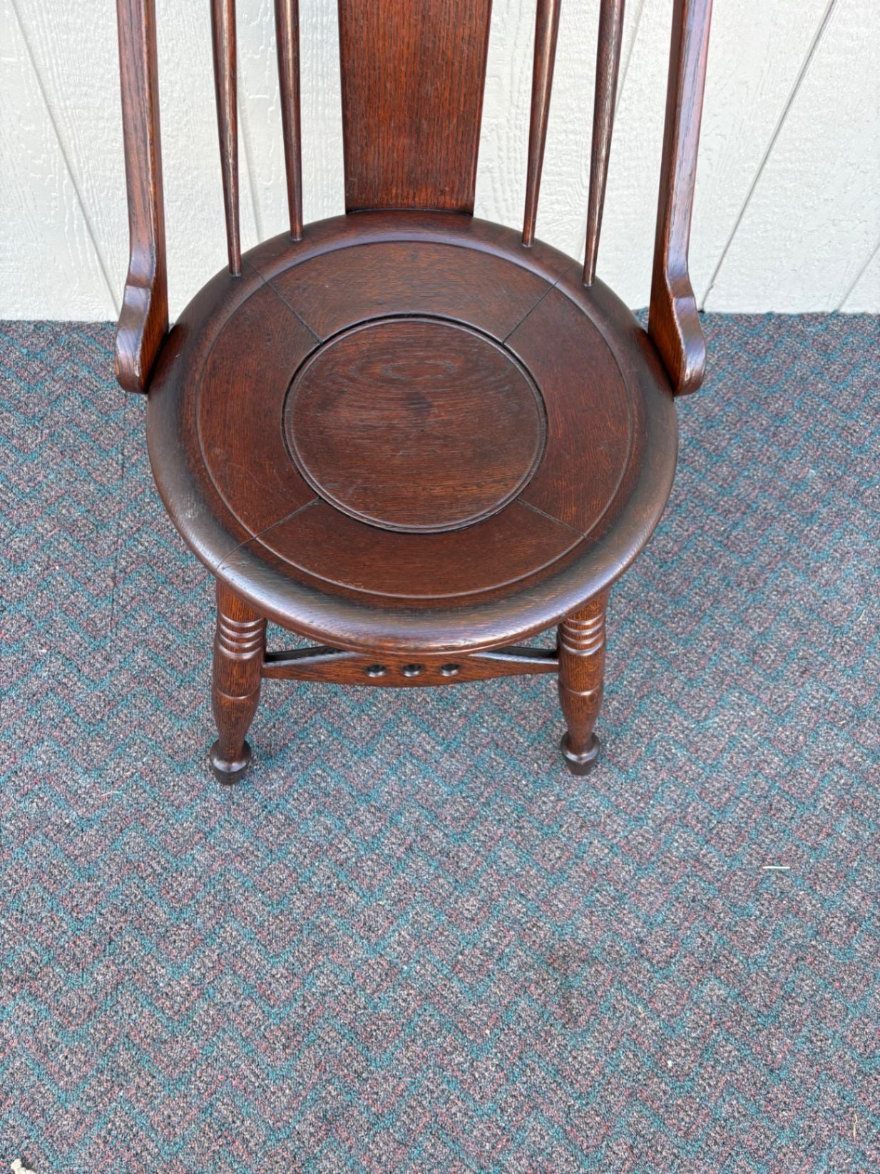 67412  Victorian Hunzinger Style Oak Side Chair with Heart Back