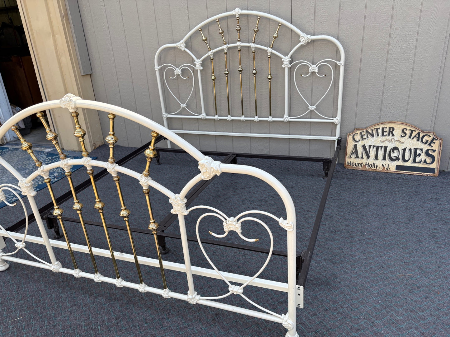 Elegant King Size Brass and Iron Bed Frame by Elliott Designs