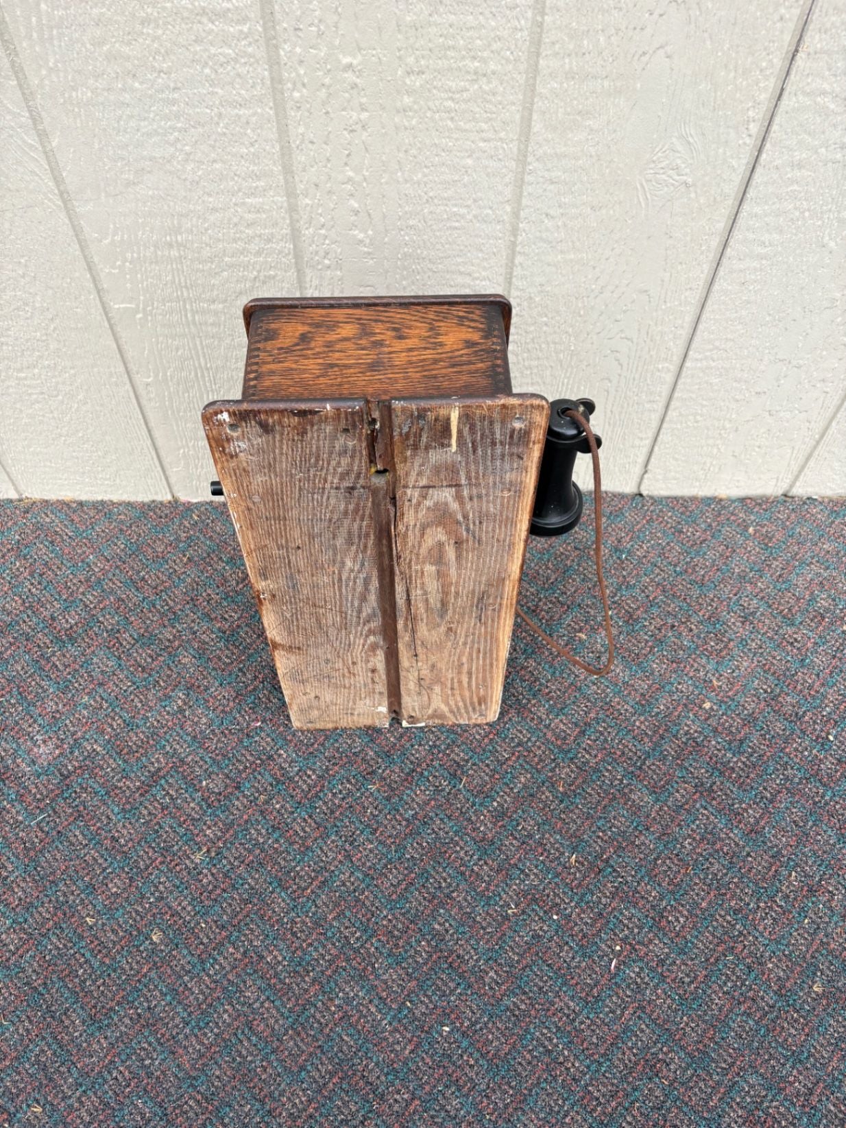 67690 Antique Western Electric Oak Wall Phone with Crank, Early 1900s