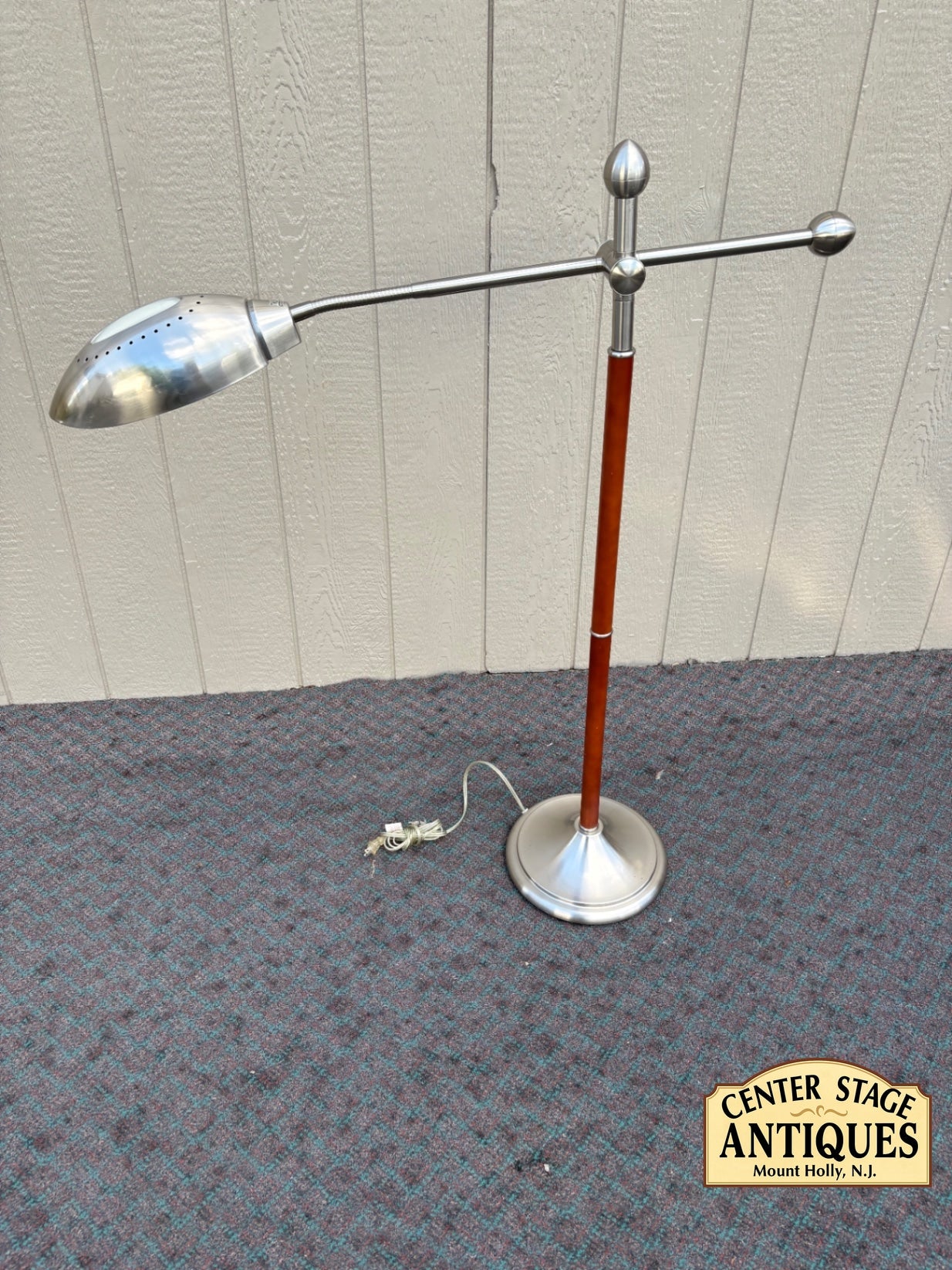 68048 Mid-Century Modern Adjustable Floor Lamp with Metal and Wood