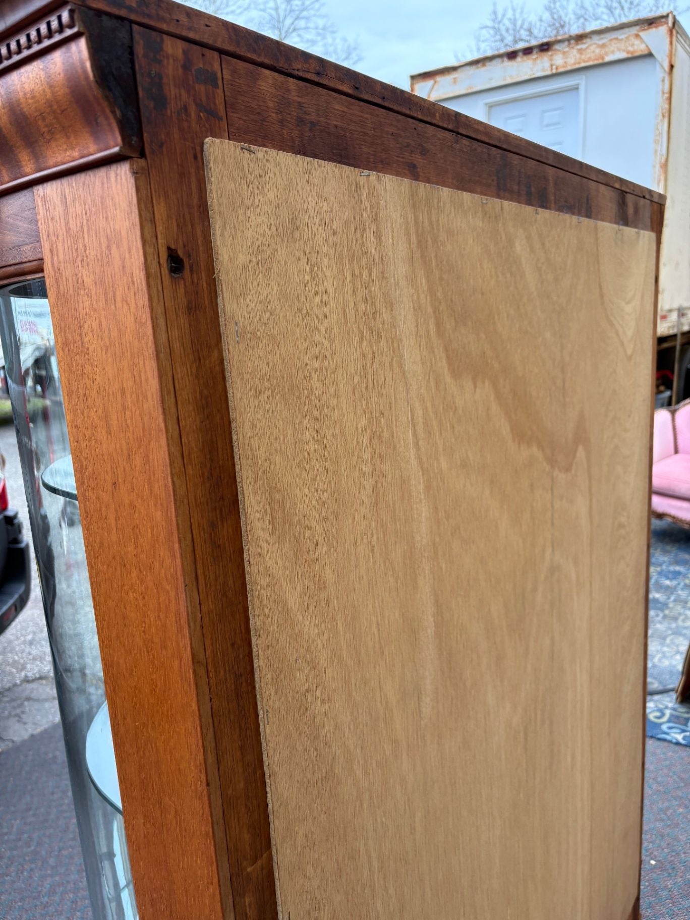 67624 Victorian Mahogany Bow Front Glass China Cabinet with Claw Feet