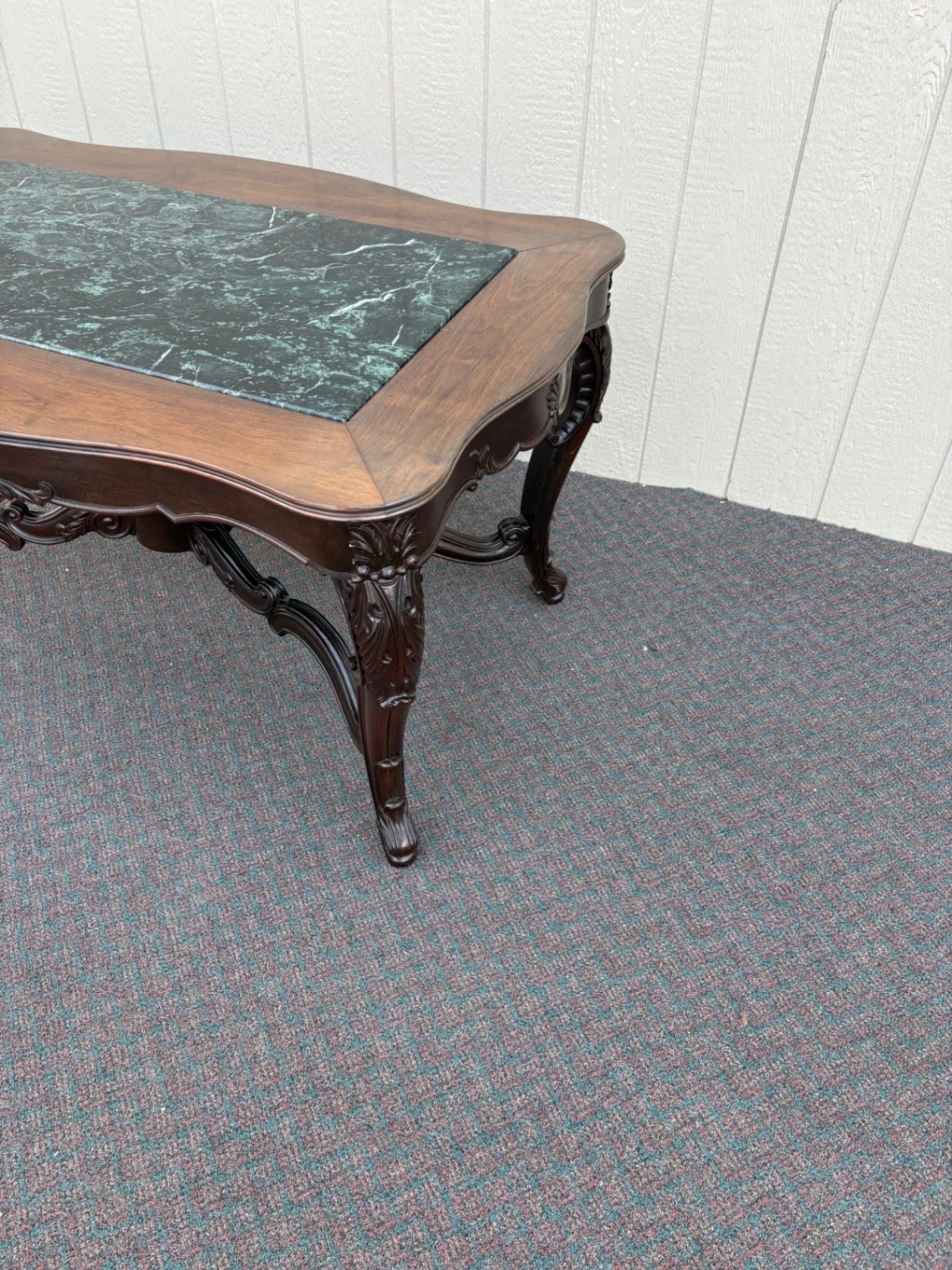 67418 Victorian Mahogany Table with Green Marble Top