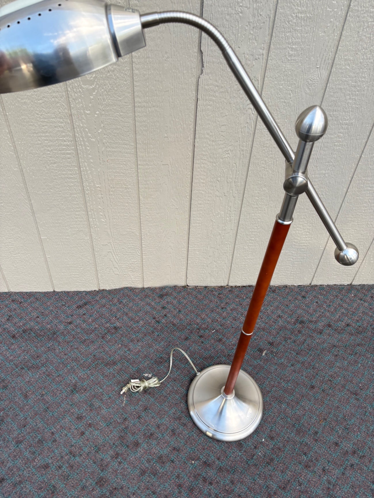 68048 Mid-Century Modern Adjustable Floor Lamp with Metal and Wood