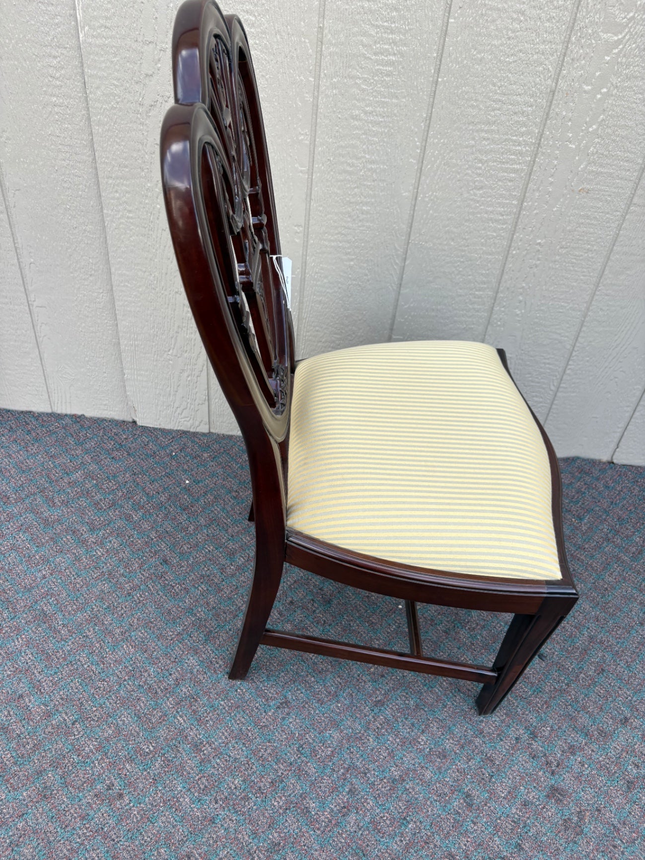 67639 Elegant Shield Back Dining Chair with Carved Mahogany Frame