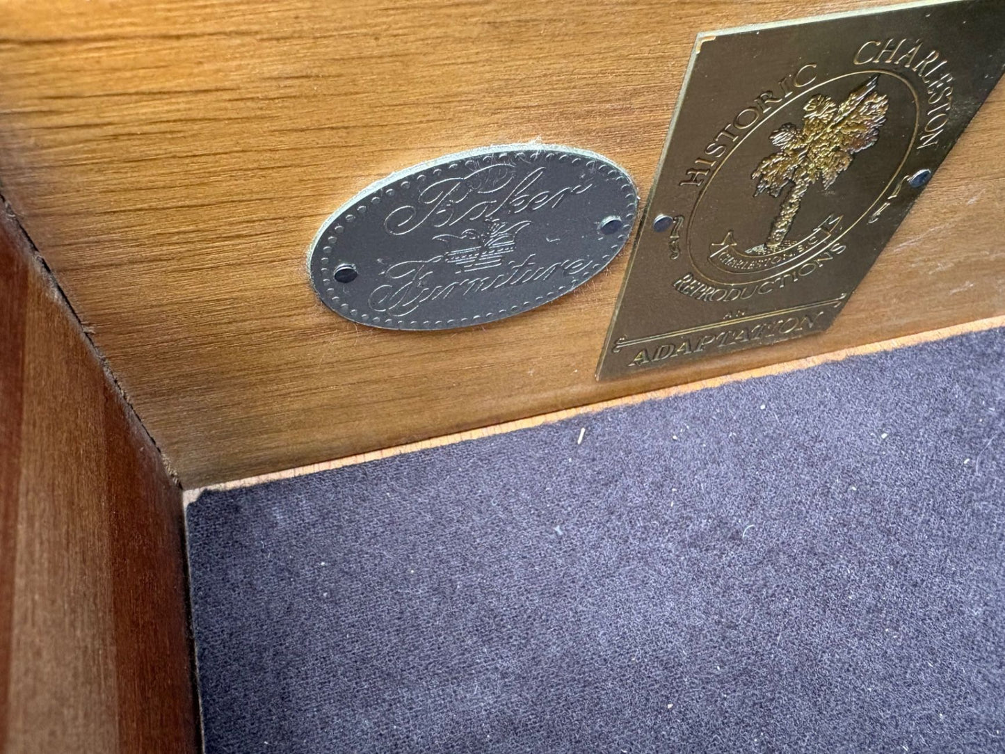 Baker Mahogany Breakfront China Cabinet with Glass Doors