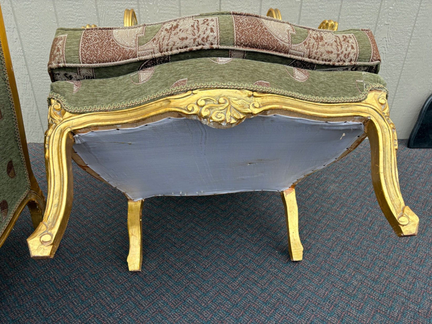 67516 Pair of Vintage French Provincial Gold Gilt Wingback Chairs