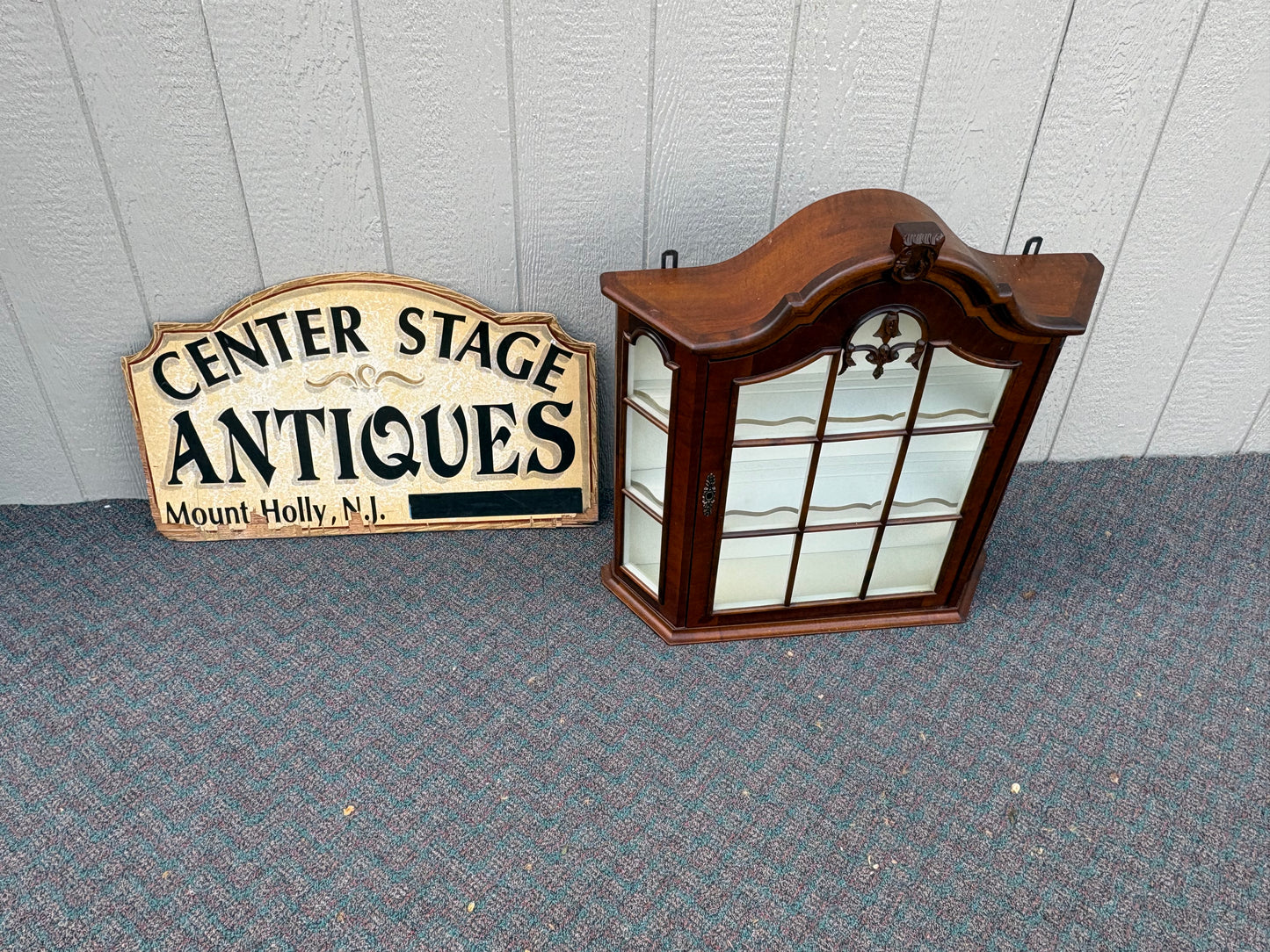 67662 Victorian Wall Hanging Curio Cabinet with Glass Door