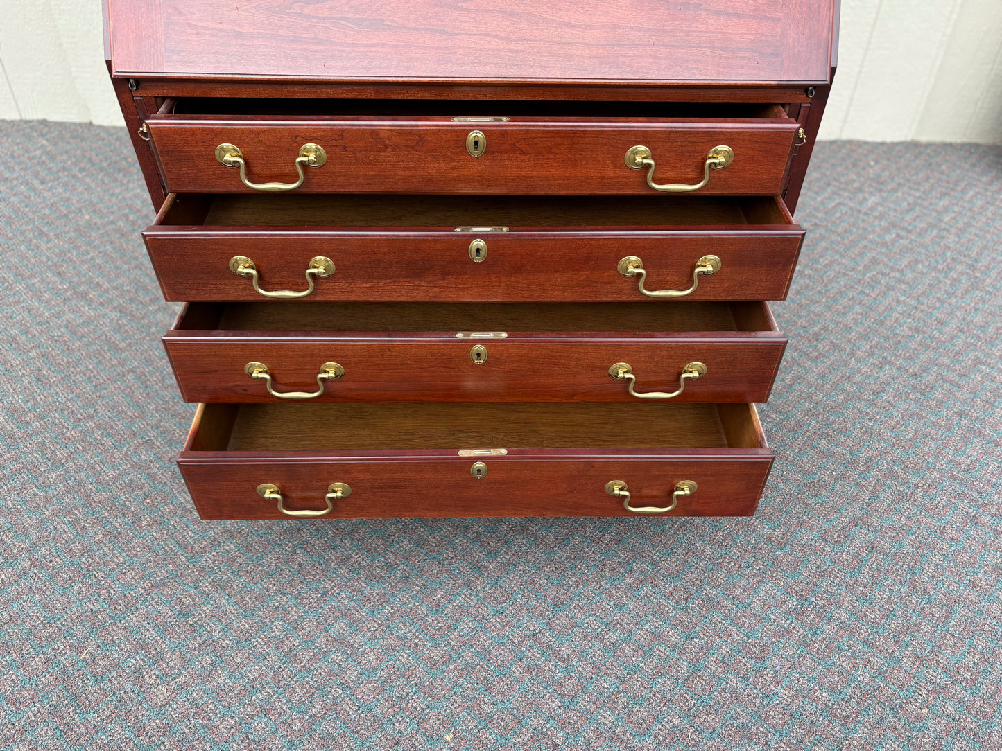 67723 Jasper Secretary Desk with Hutch, Traditional Cherry Wood Finish