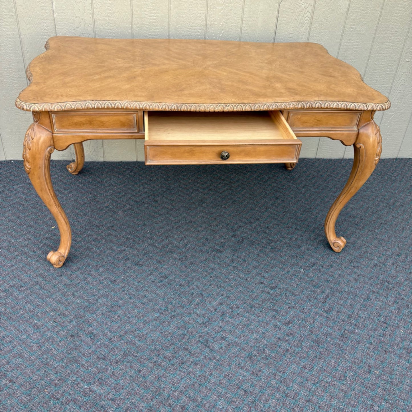 67857 Elegant French Provincial Writing Desk with Carved Details