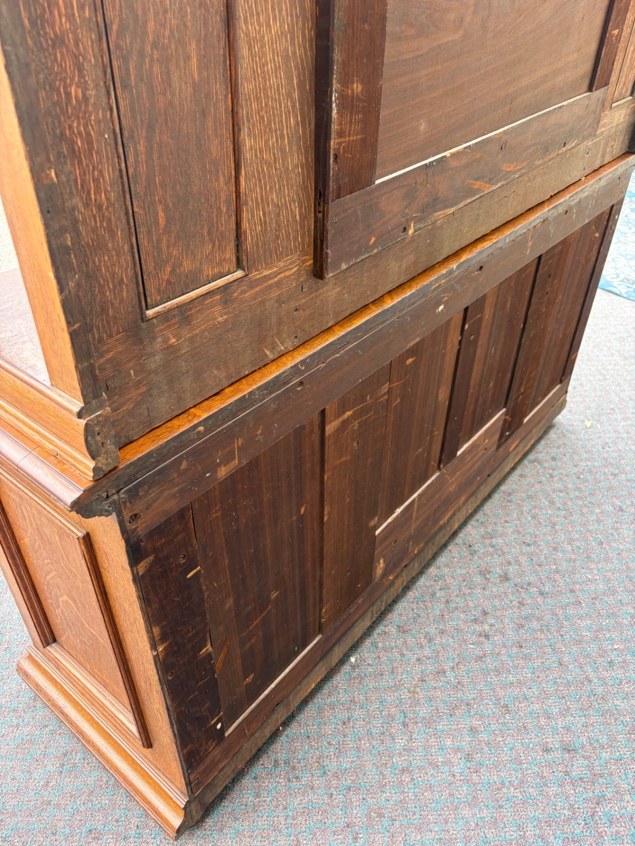 67852  Ornate Victorian Oak Buffet with Mirror and Carved Details