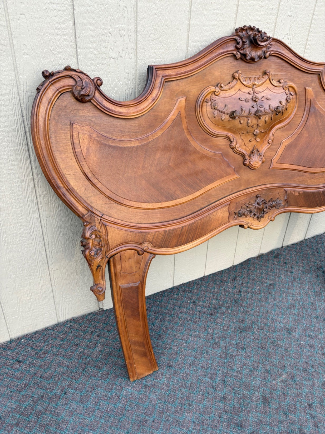 68018 Elegant French Rococo Full Size Headboard in Walnut