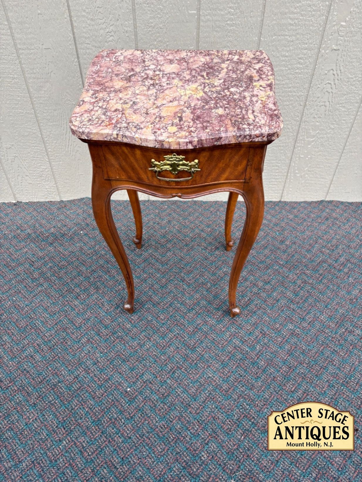 67433  Louis XV Style Marble Top Stand with Cabriole Legs