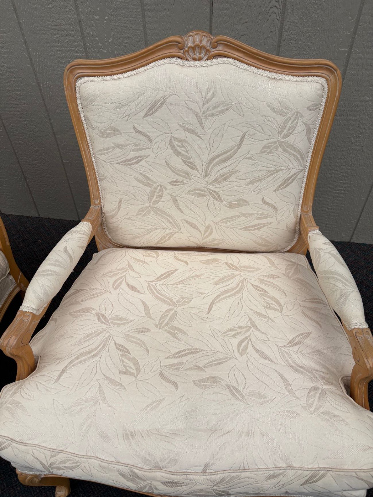67530 Pair of Chateau Dax Italian Louis XV Style Armchairs in Cream