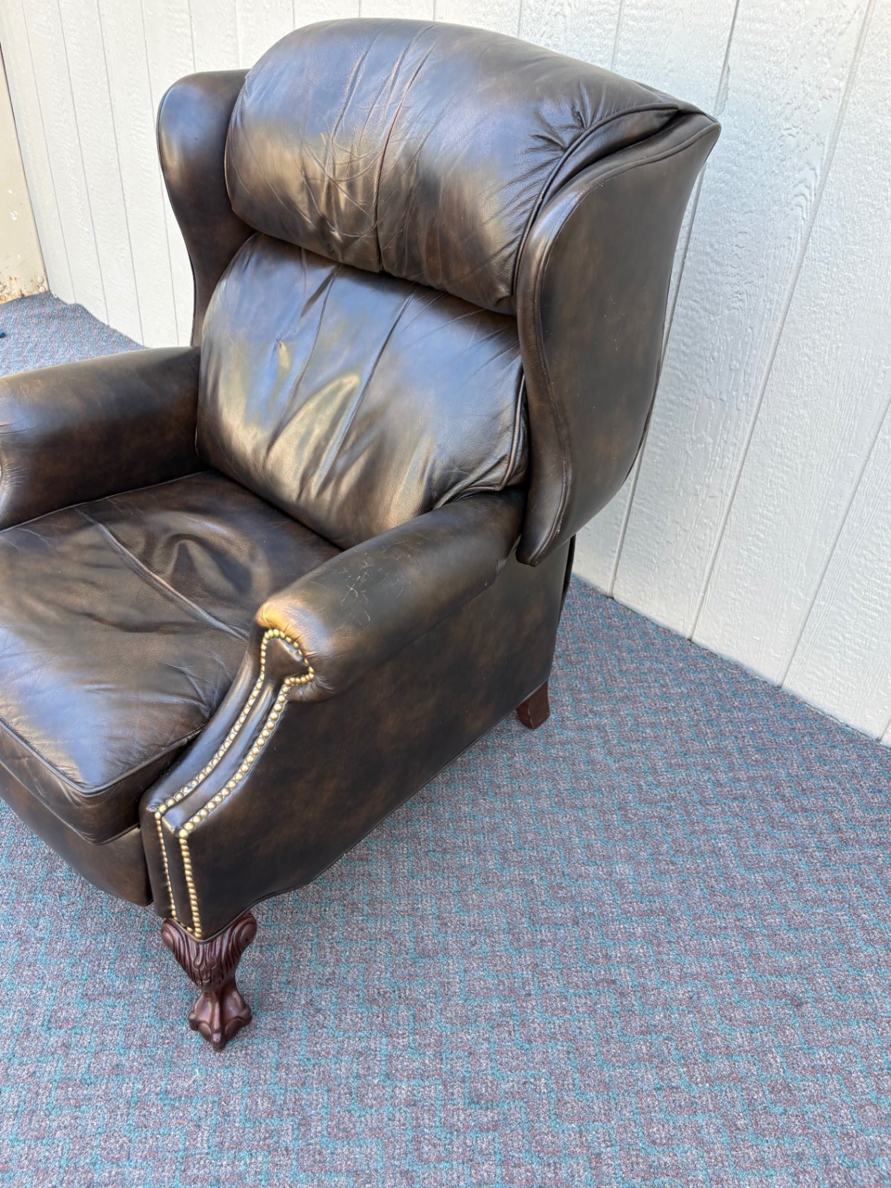 67848 Hancock and Moore Leather Recliner with Nailhead Trim