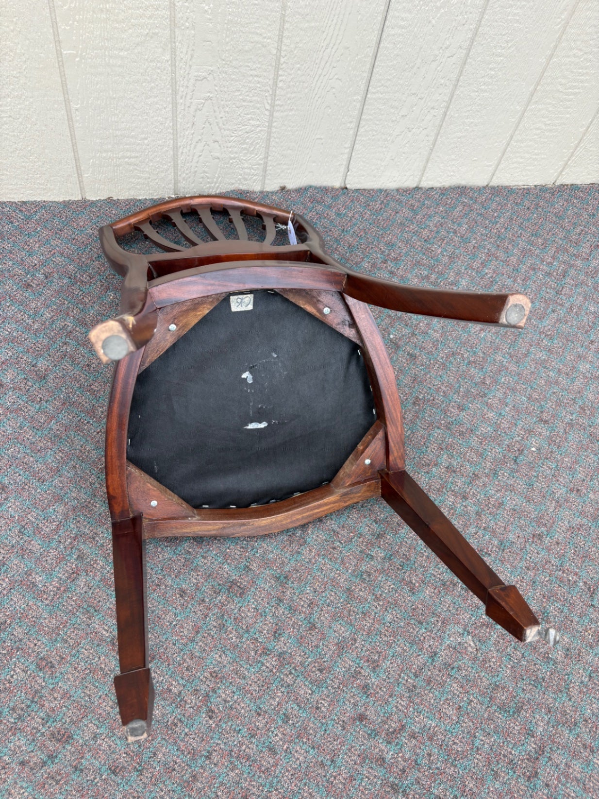 67640 Mahogany Shield Back Side Chair with Yellow Upholstery