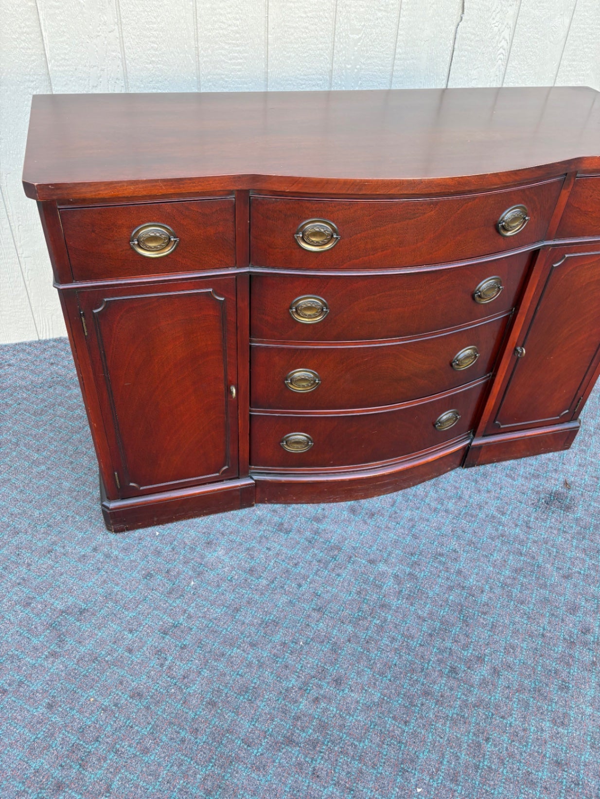68072 Drexel Mahogany Bow Front Server with Brass Hardware