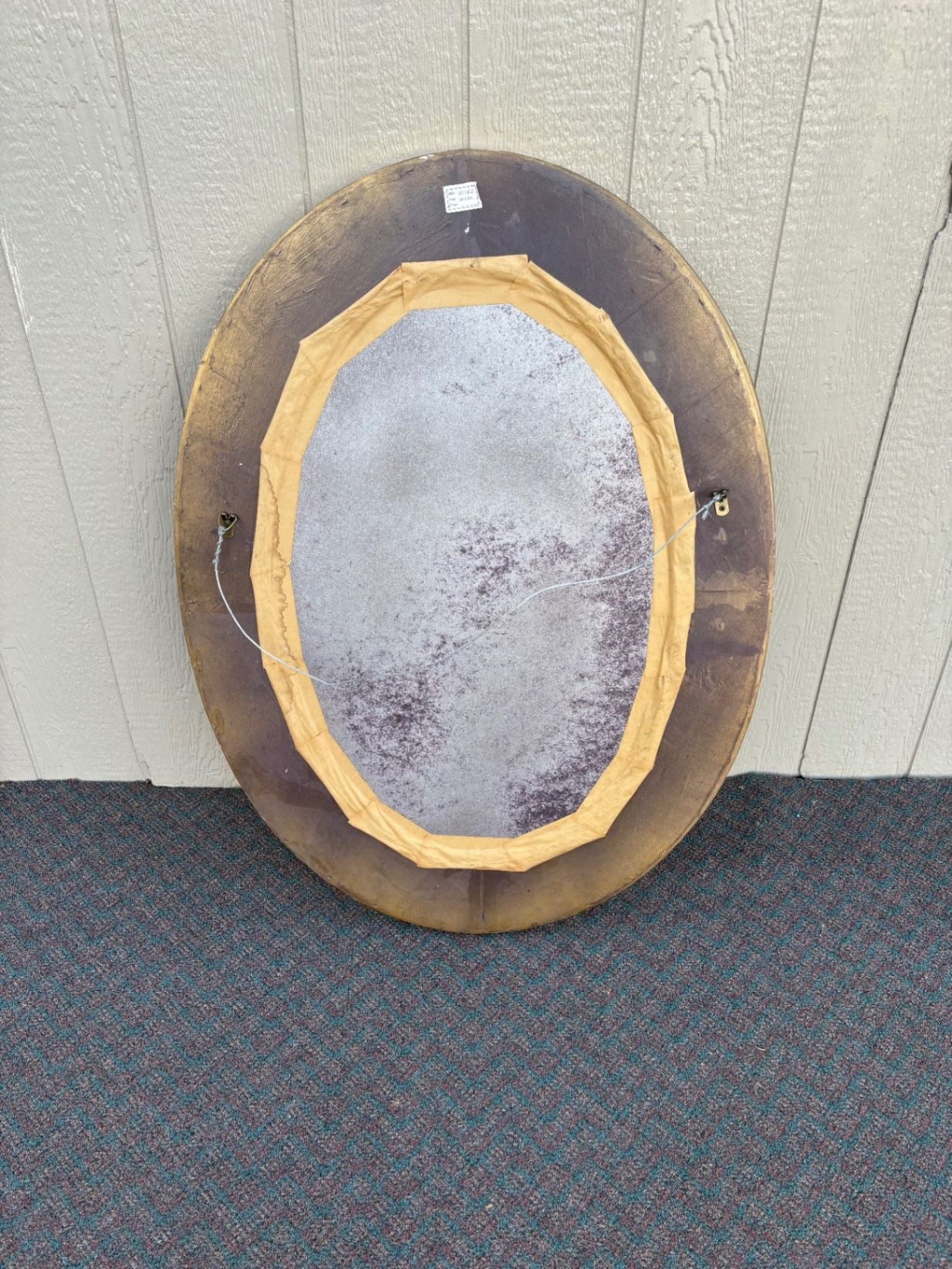 67649 Vintage Oval Gold Gilt Mirror with Beveled Glass Inlay