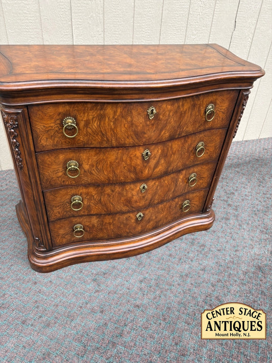 Henredon Traditional Burl Wood Chest with Carved Details