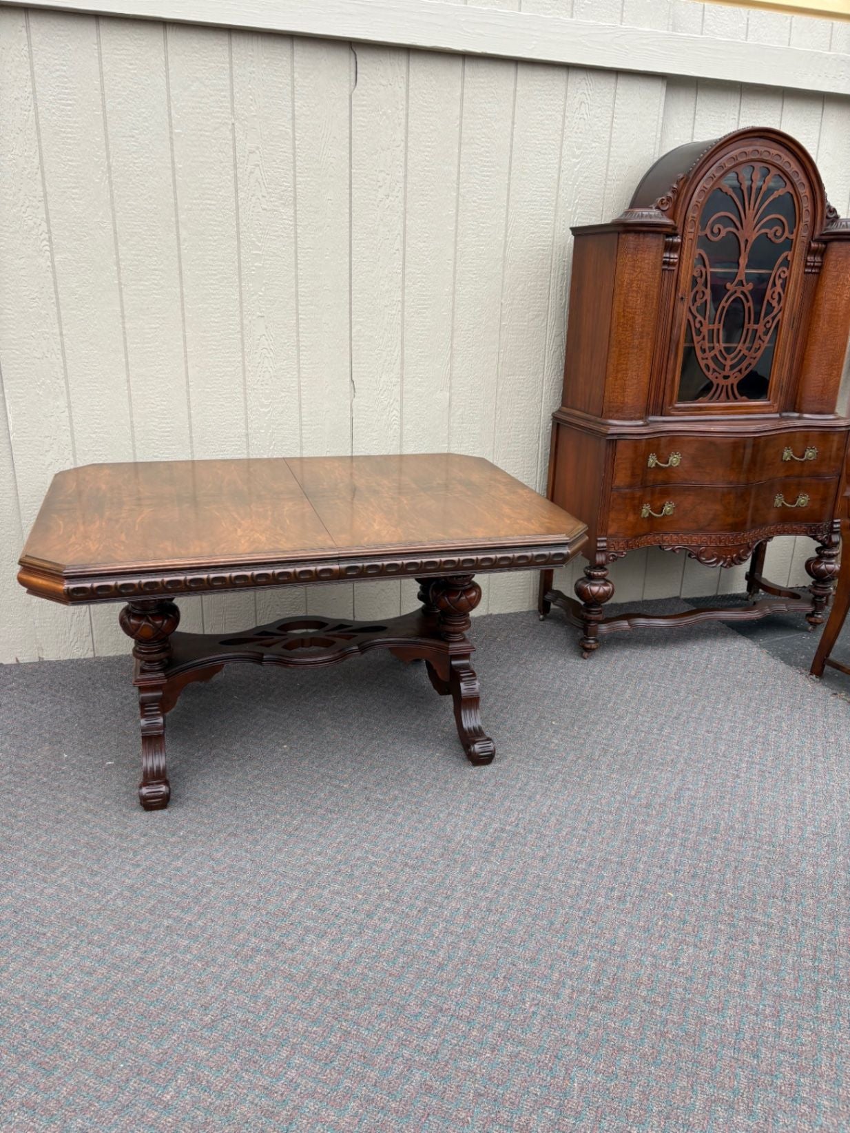 67512  1930s Hanover Cabinet Co. Dining Set with Hutch and Chairs