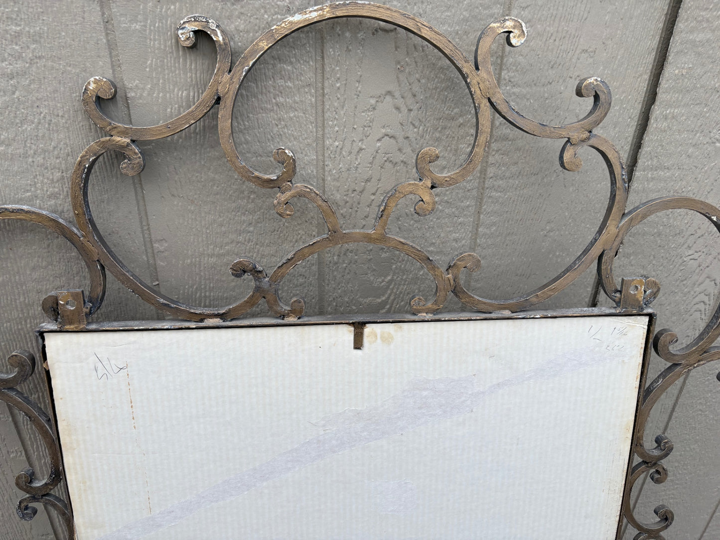 Ornate Wrought Iron Wall Mirror with Scrollwork Design