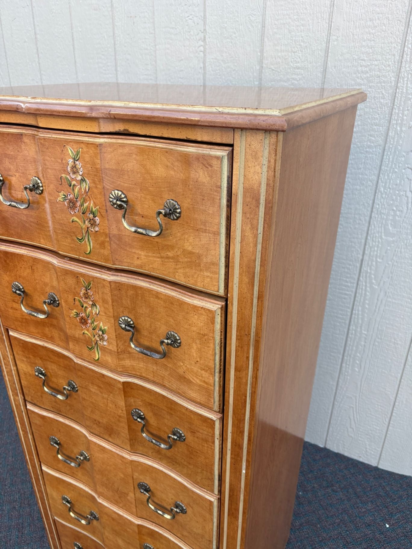 67431 Vintage Stanley Floral Lingerie Chest with Brass Handles