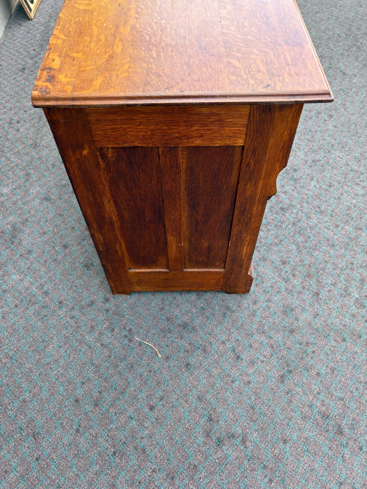 67959 Victorian Oak Dresser with Brass Hardware and Carved Details