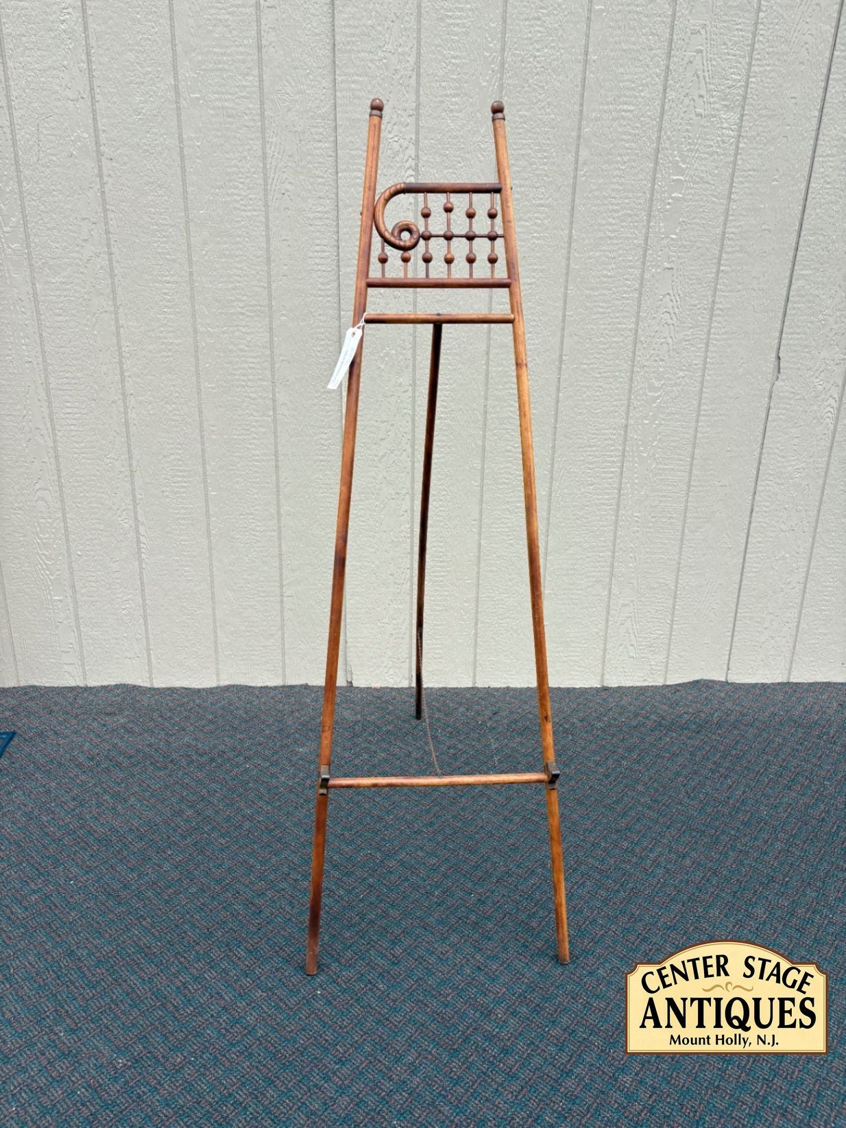 64739 Antique Victorian Wooden Artist Easel with Spindle Design