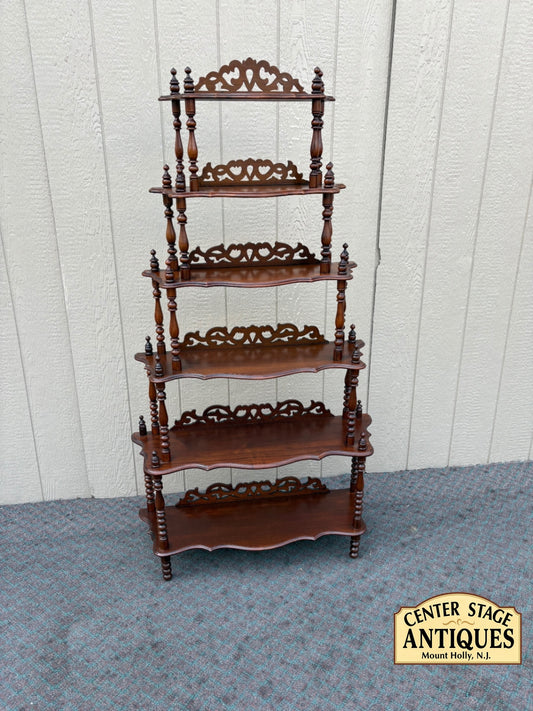 68063 Victorian Five-Tier Etagere Bookcase with Ornate Carvings
