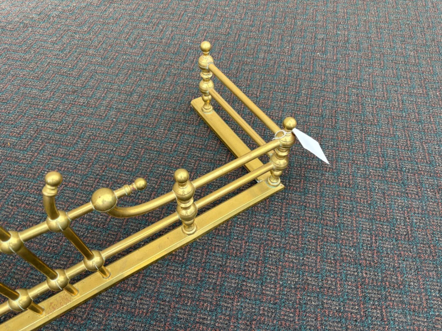 65936 Vintage Brass Fireplace Fender with Ornate Detailing