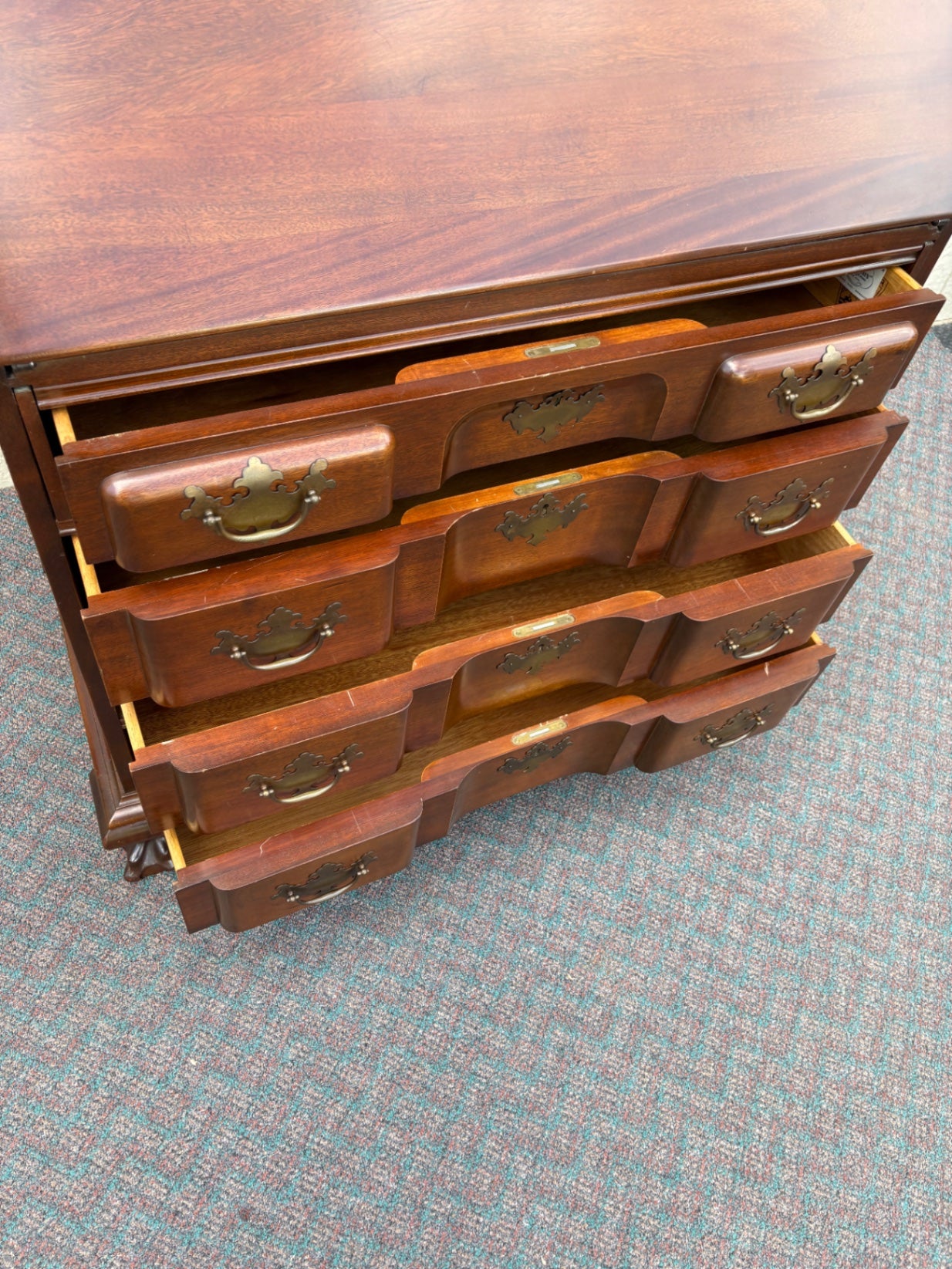 66895 Vintage Mahogany Block Front Desk by Hathaways with Claw Feet