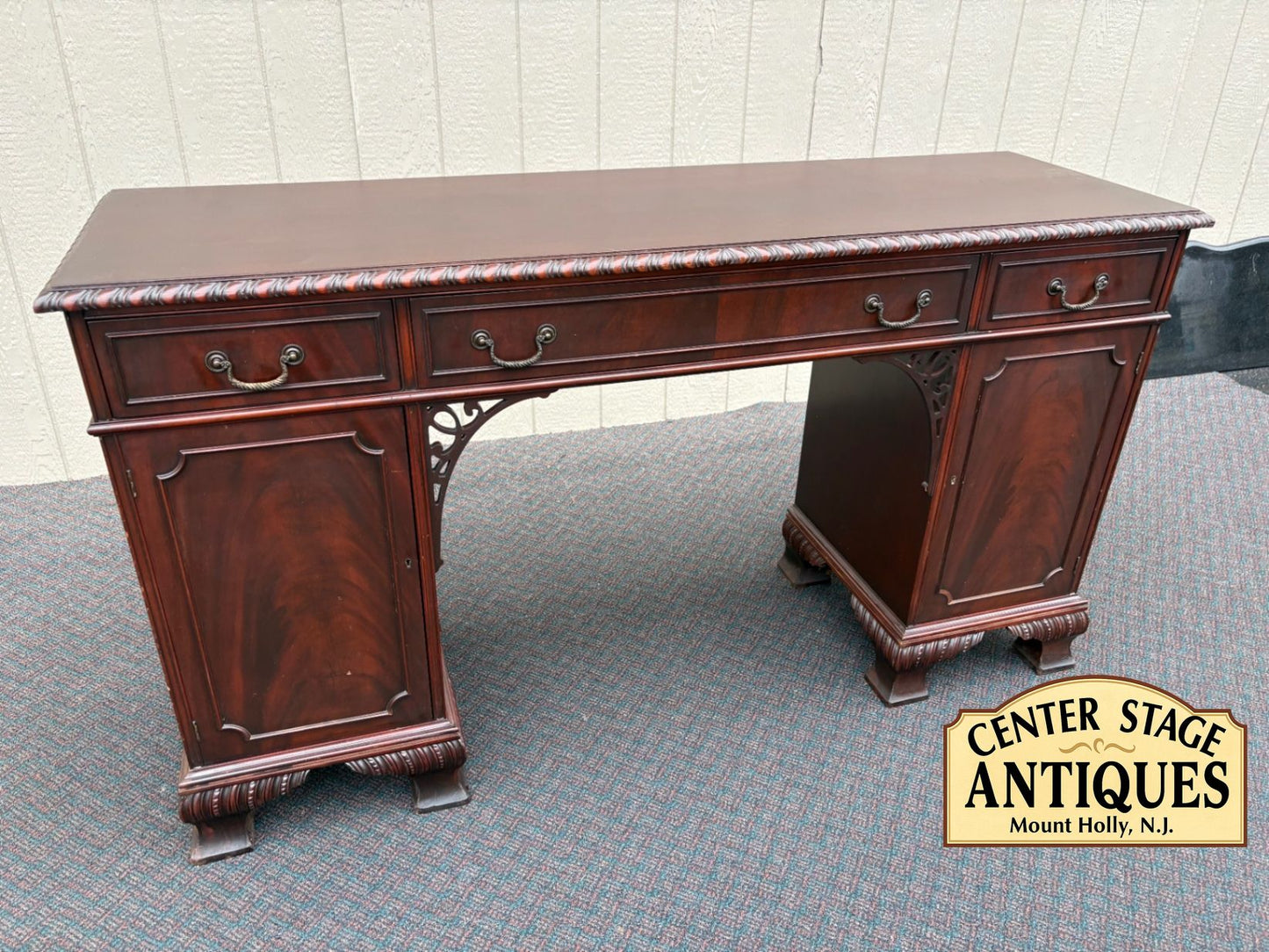 67544  Mahogany Chippendale Style Buffet Sideboard with Carved Details