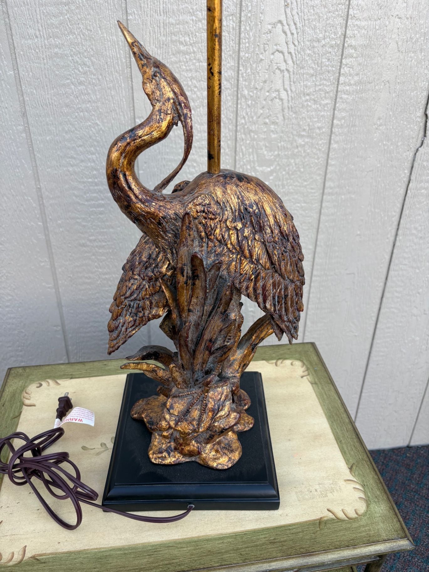 67650  Wildwood Lamps Art Nouveau Heron Table Lamp with Shade