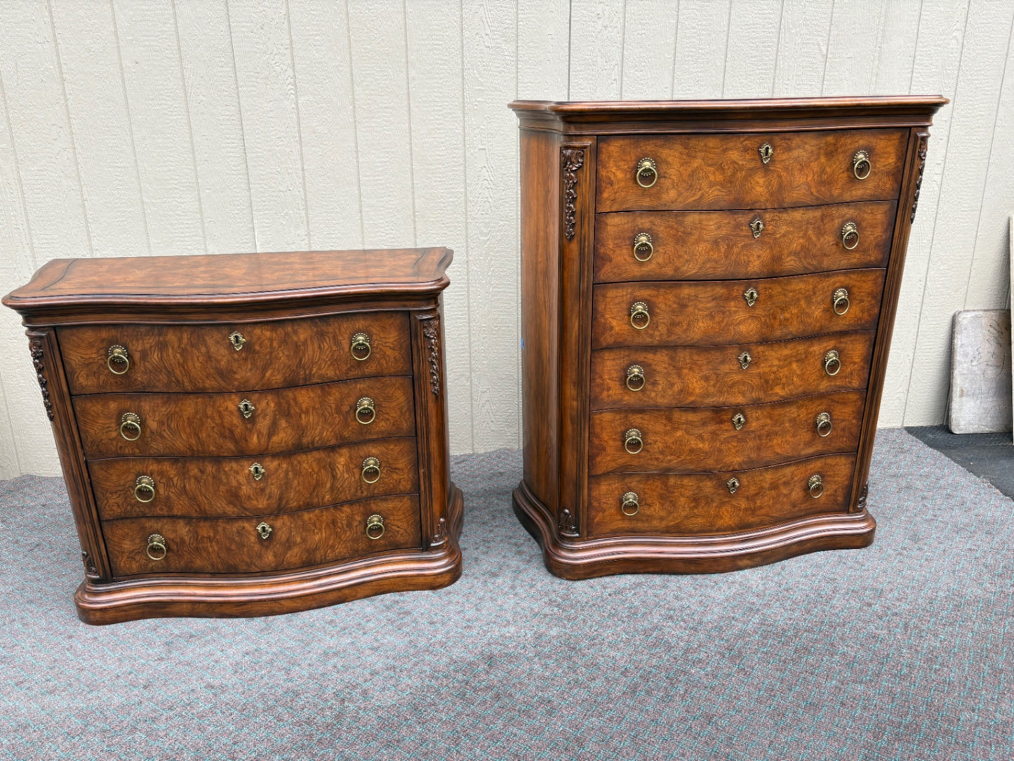 Henredon Traditional Burl Wood Chest with Carved Details