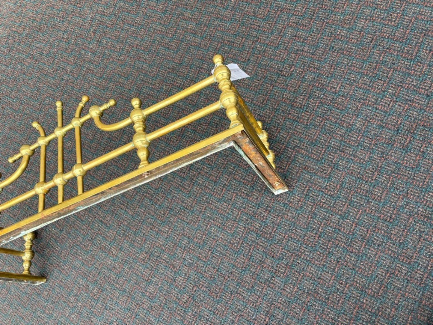 65936 Vintage Brass Fireplace Fender with Ornate Detailing