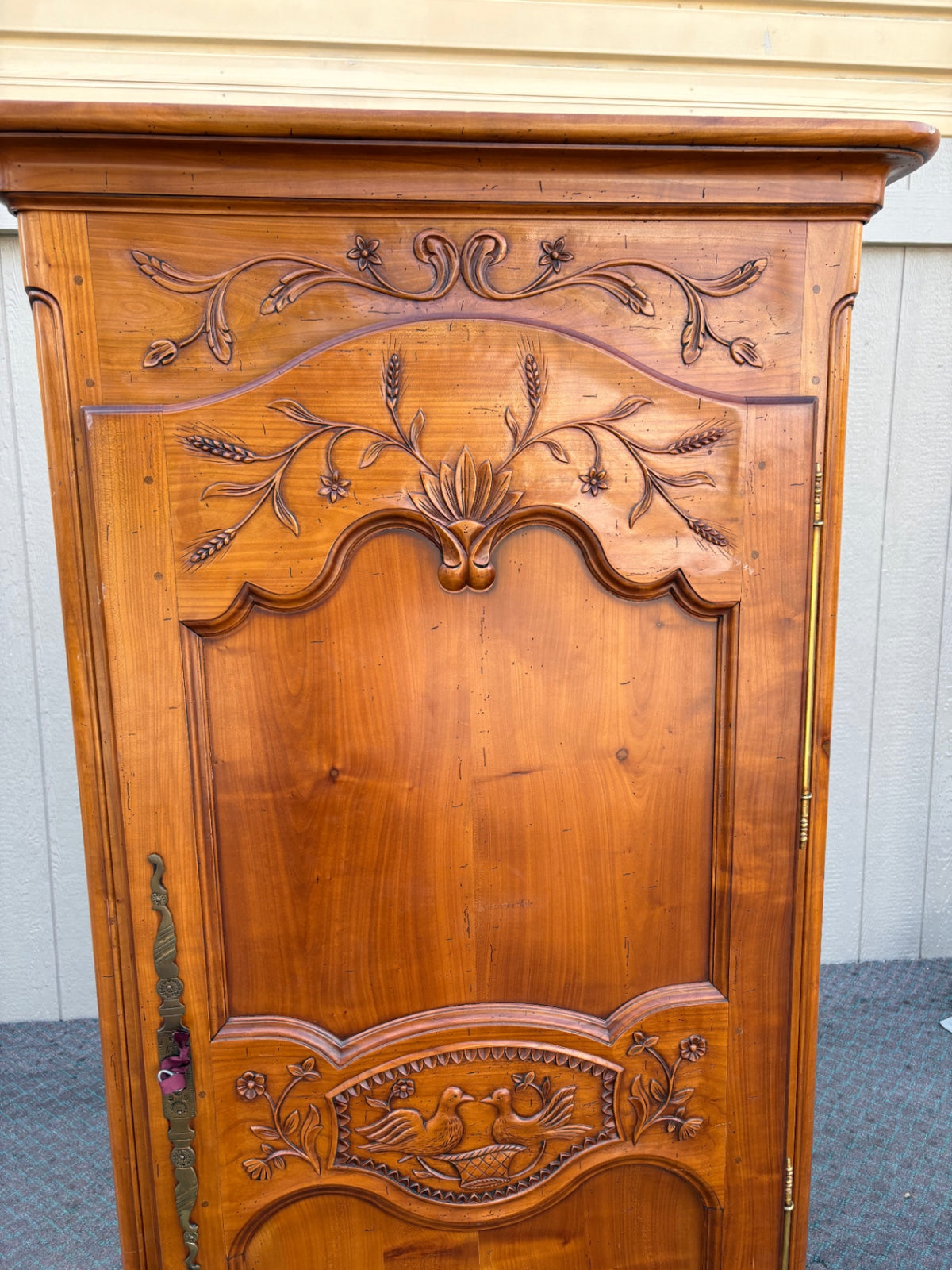 68127  Antique French Louis XV Style Carved Walnut Wardrobe Armoire