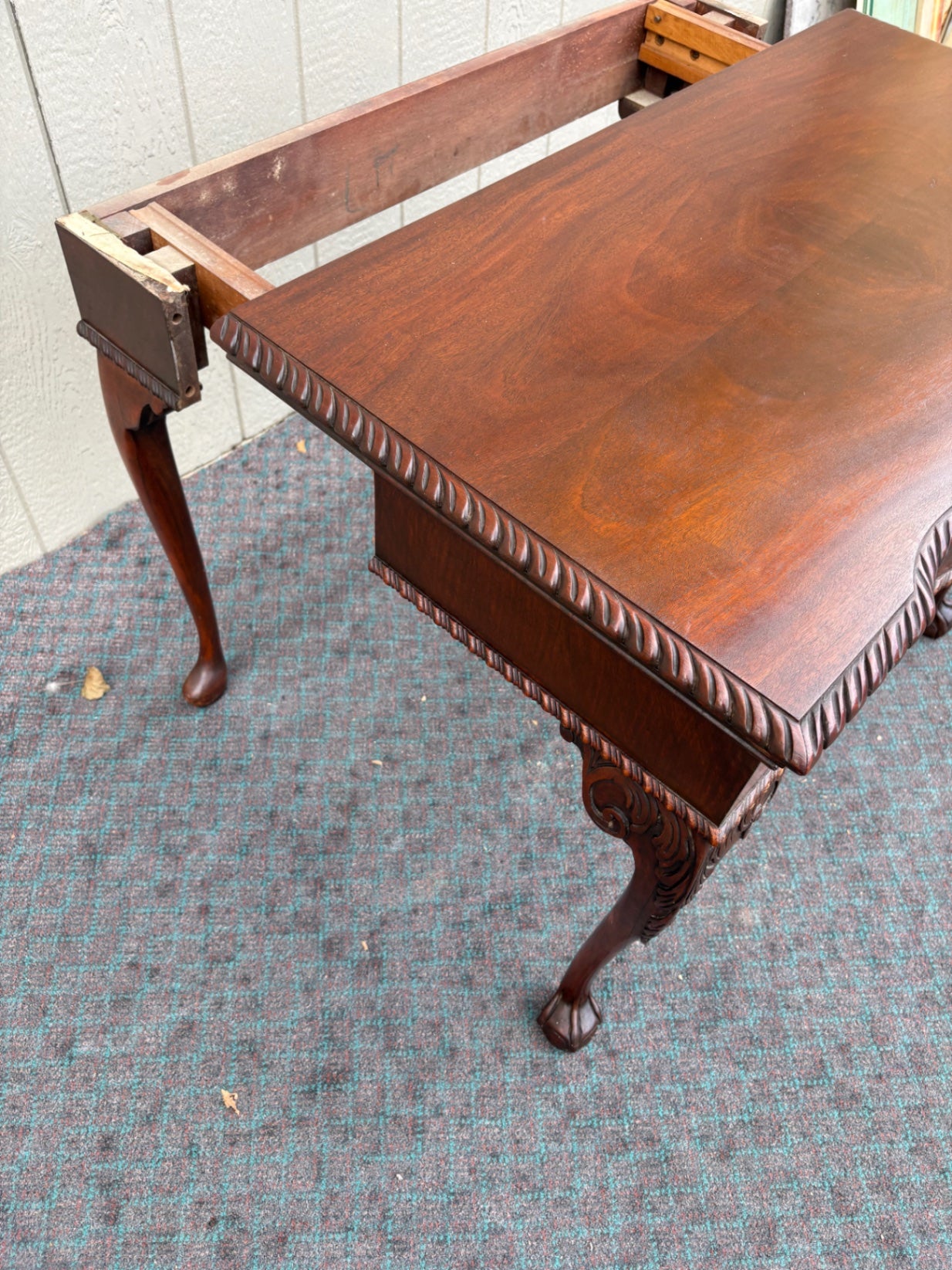 68094 Antique Mahogany Flip Top Game Table with Carved Details