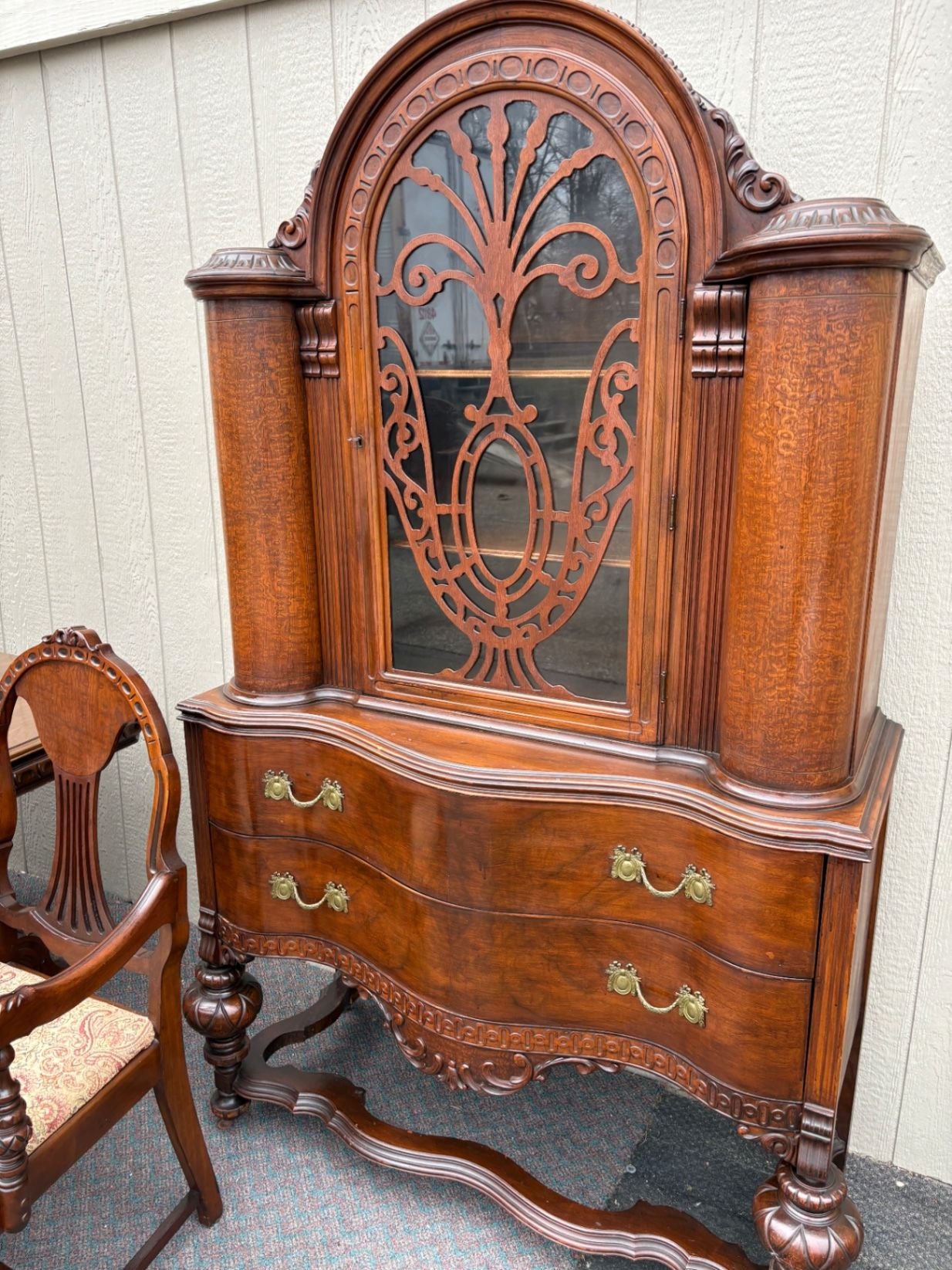 67512  1930s Hanover Cabinet Co. Dining Set with Hutch and Chairs