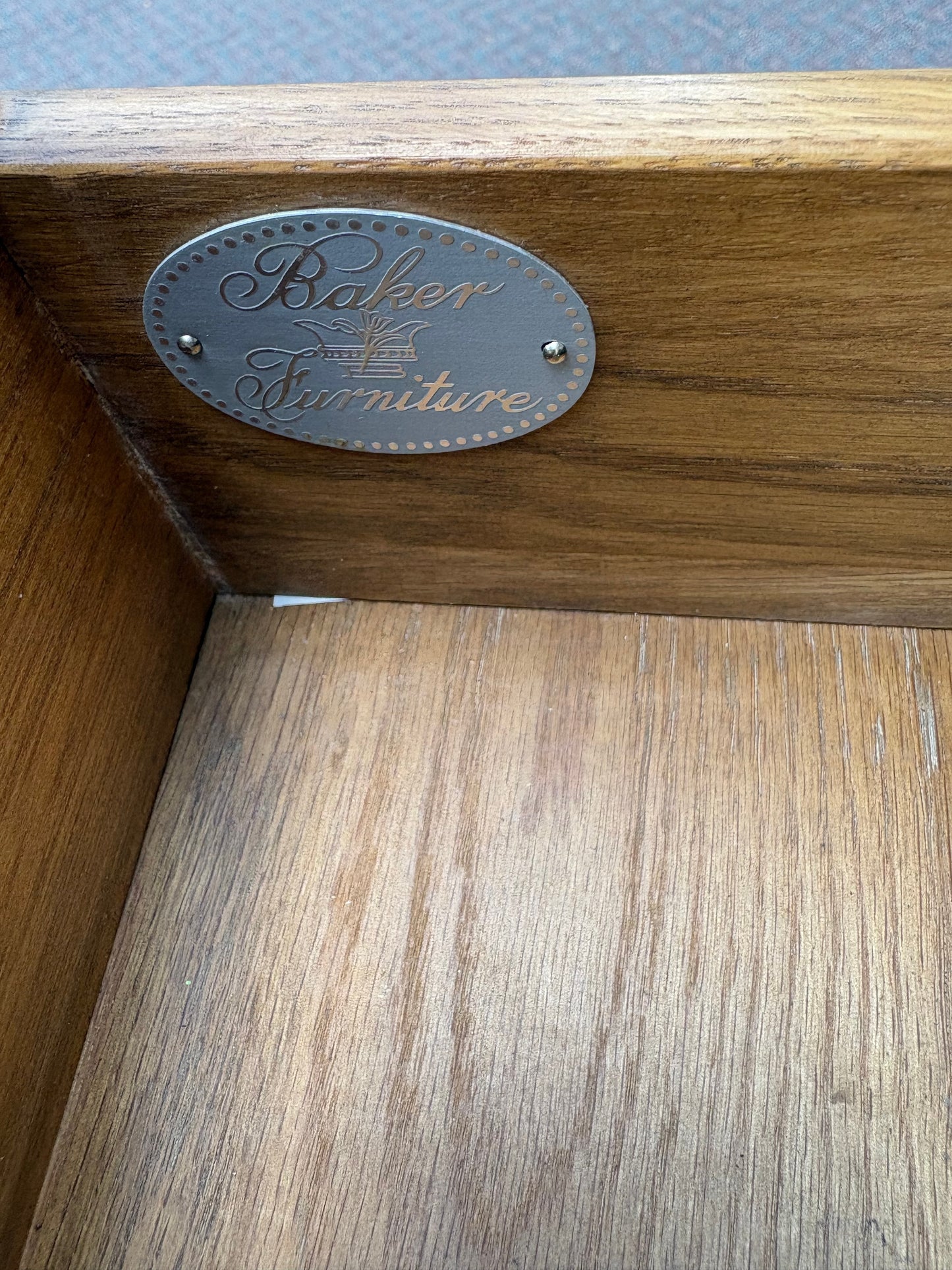67743 Baker French Provincial Secretary Desk with Hutch, Wood and Leather