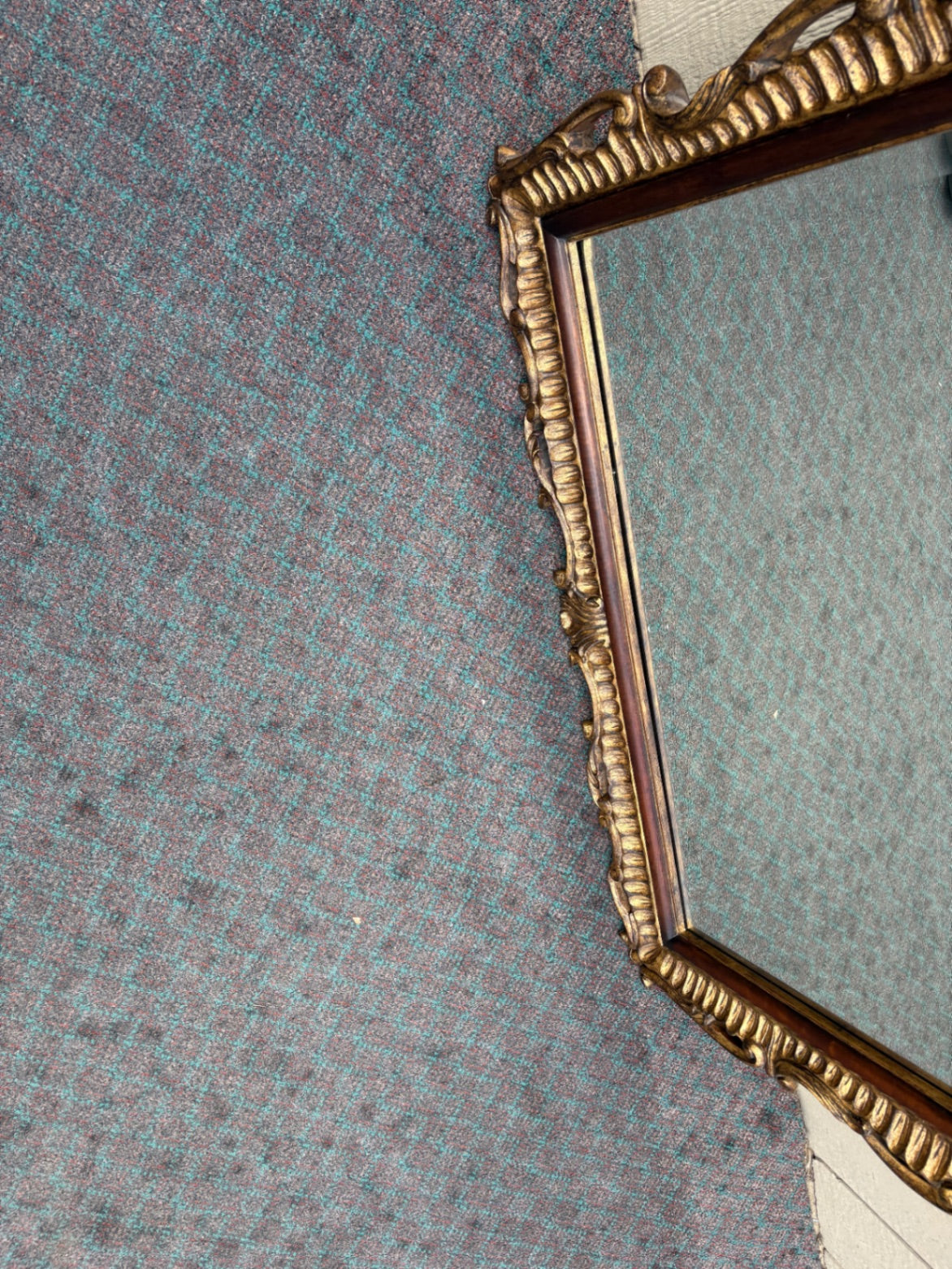 68102 Large Ornate Mahogany Wall Mirror with Gold Accents