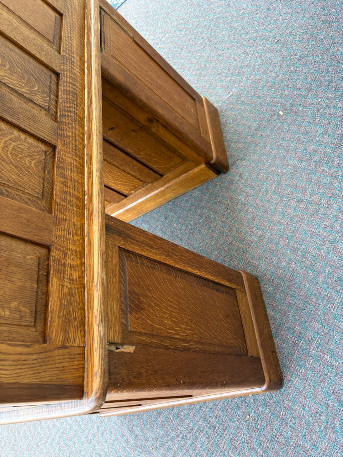 68012 Antique Oak Roll Top Desk with Brass Hardware and Storage