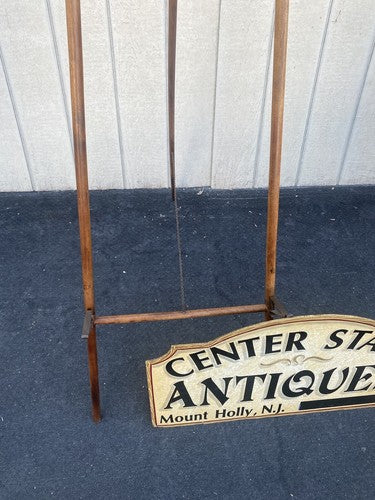 64739  RARE Antique Victorian Oak Stick And Ball Art  Oil Painting EASEL