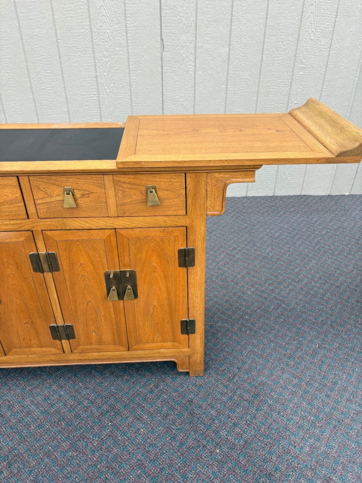67587  Mid-Century Modern Bar Cart Server in Golden Oak
