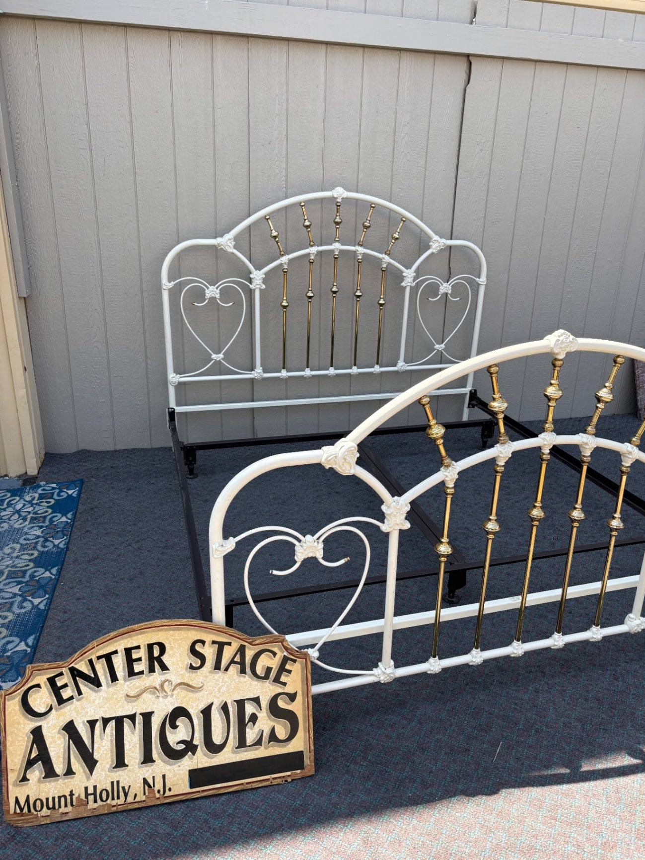 Elegant King Size Brass and Iron Bed Frame by Elliott Designs