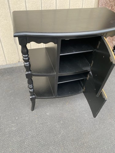 66147 Ebony Stenciled Decorator Shelf Sideboard Console Table Stand