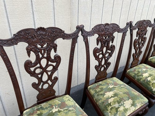 65650 Set of 8 Carved Mahogany Chippendale Dining Side Chair s