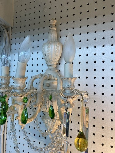 65885 Pair Decorator Wall Sconces Lights w/ Prisms