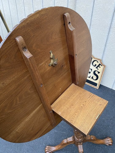 65053   Solid Mahogany Custom Hand Carved Tilt Top Lamp Table Stand