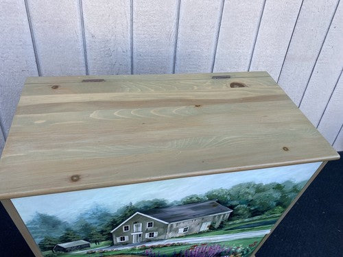 65085 Hand Painted Artist Signed Blanket Storage Chest w/ Drawer
